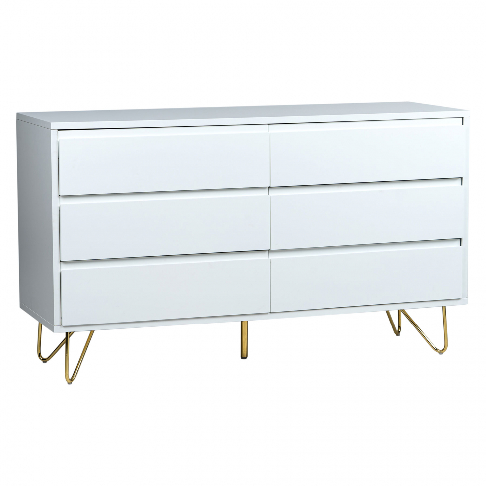 Dressoir 'Elle' 120x70 - Wit/Messing