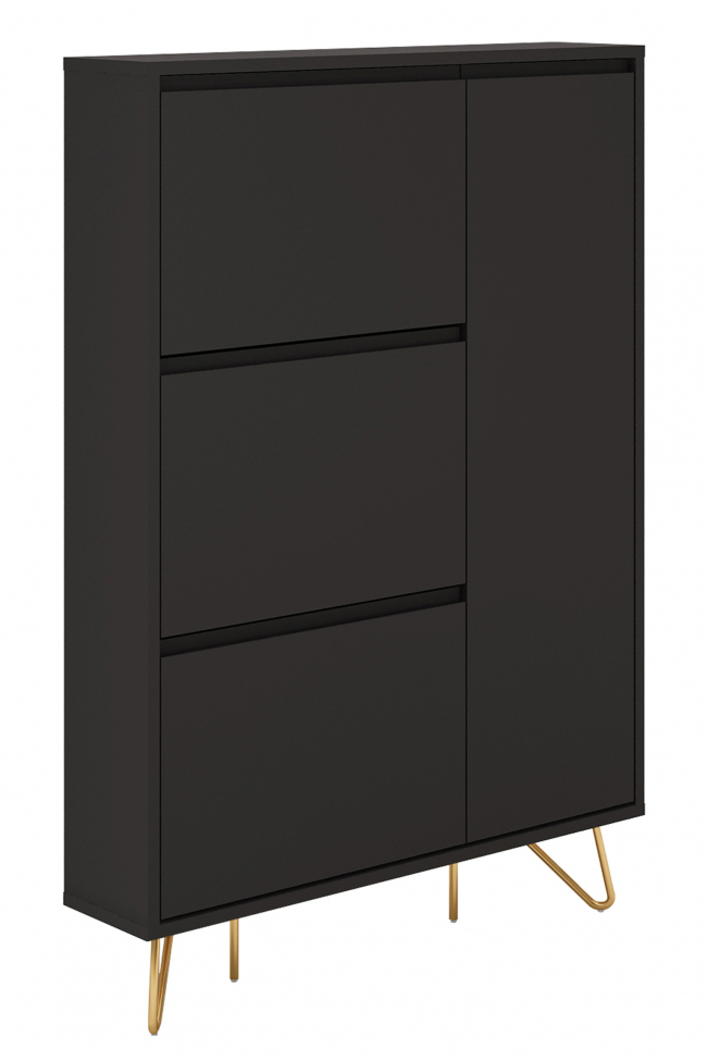 Schoenenkast 'Elle' - Zwart/Messing