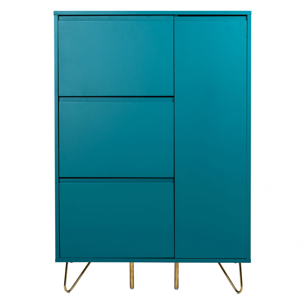 Schoenenkast 'Elle' - Turquoise/Messing