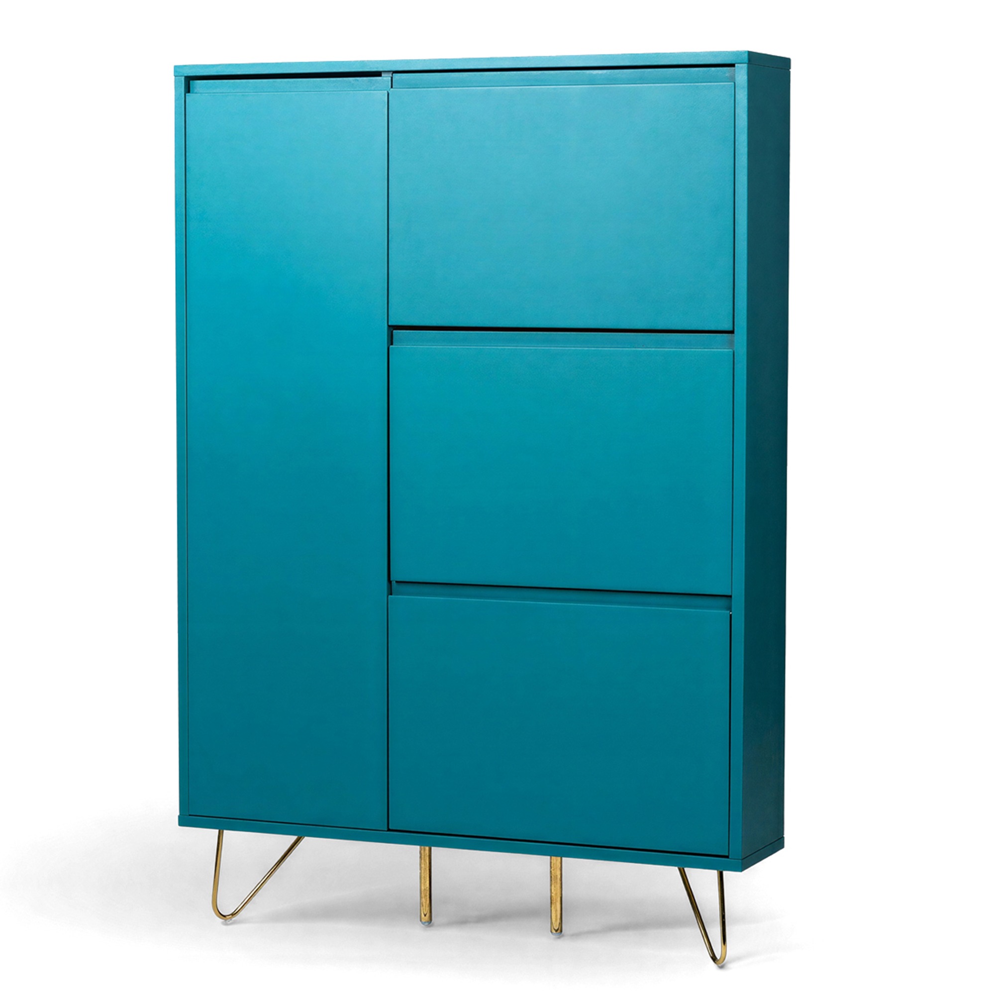 Schoenenkast 'Elle' - Turquoise/Messing