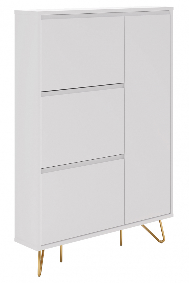 Schoenenkast 'Elle' - Wit/Messing