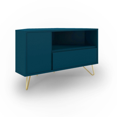 TV-meubel 'Elle' voor de hoek - Turquoise/Messing