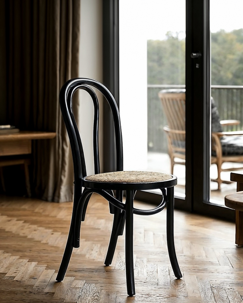 Stoel 'Bistro' - Riet/Zwart