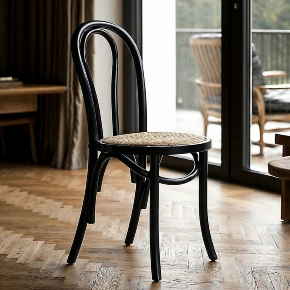 Stoel 'Bistro' - Riet/Zwart