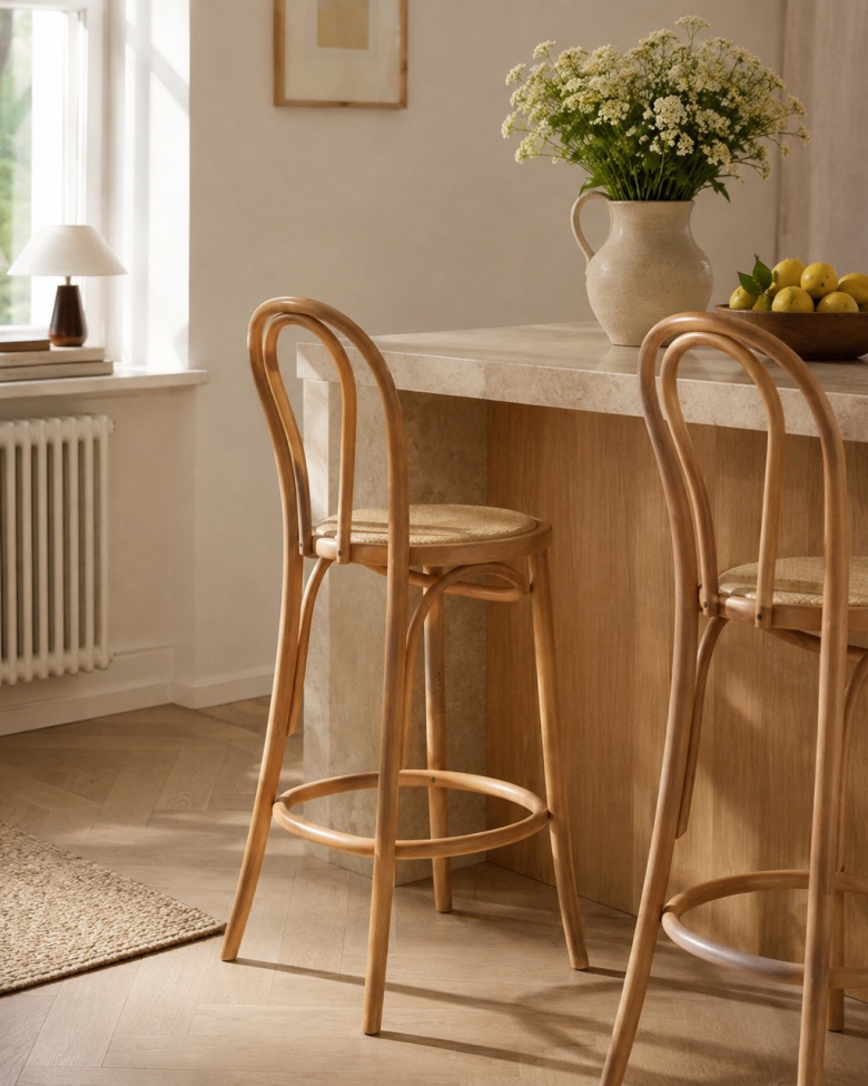 Barkruk 'Bistro' - Naturel/Rotan