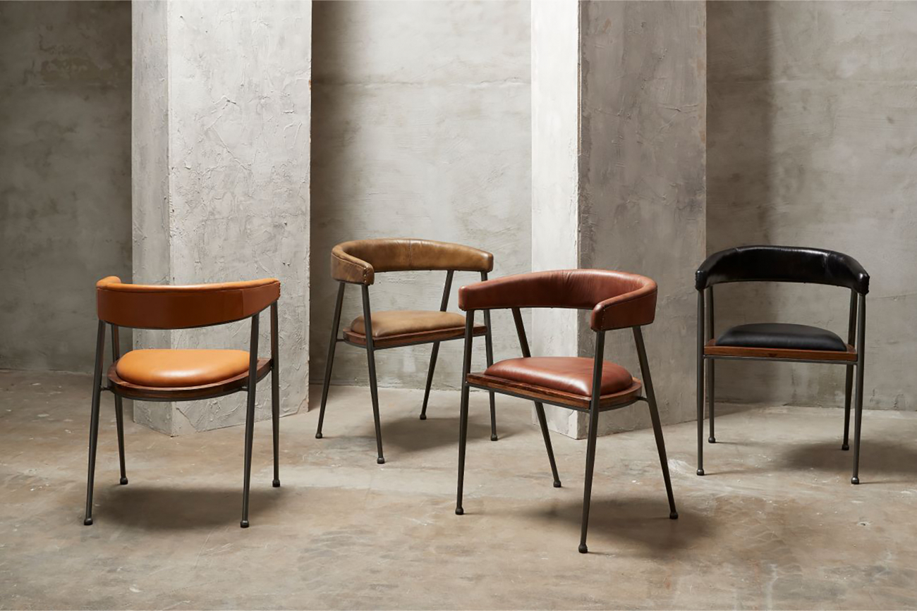 Stoel 'London' - Patina Bruin/Leder