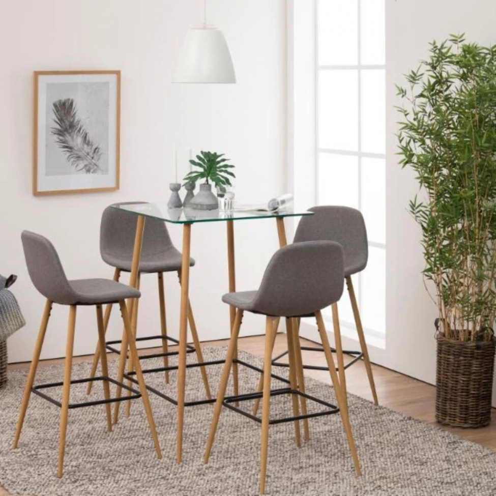 Barkruk 'Soller' - Natuurlijk/Lichtgrijs