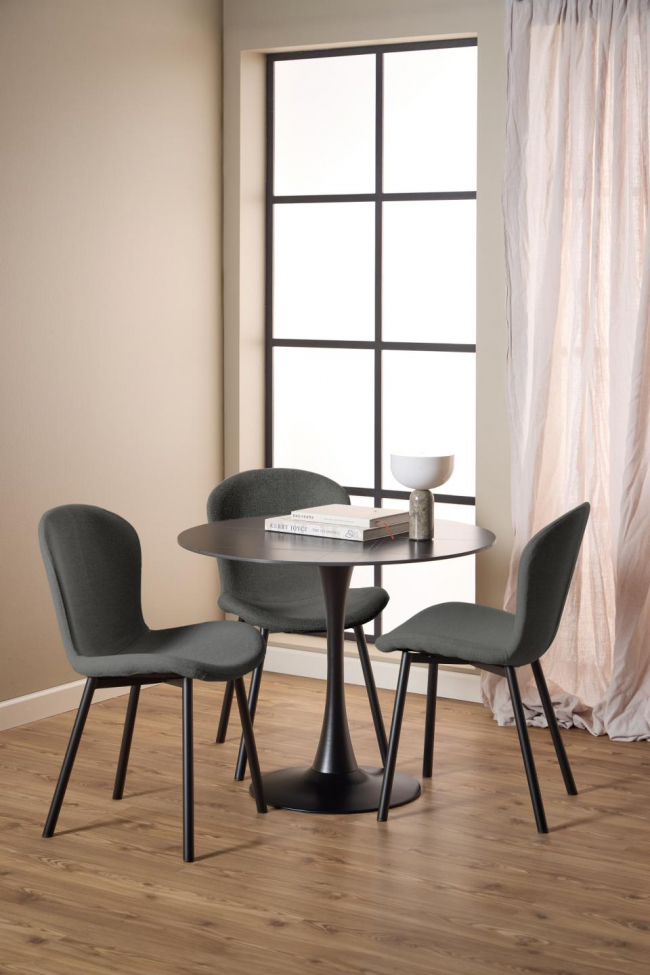 Eettafel 'Malta' Rond 90x75cm - Zwart