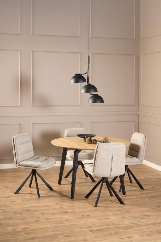 Eettafel 'Cadiz' Rond 120x75cm - Natuur/Zwart