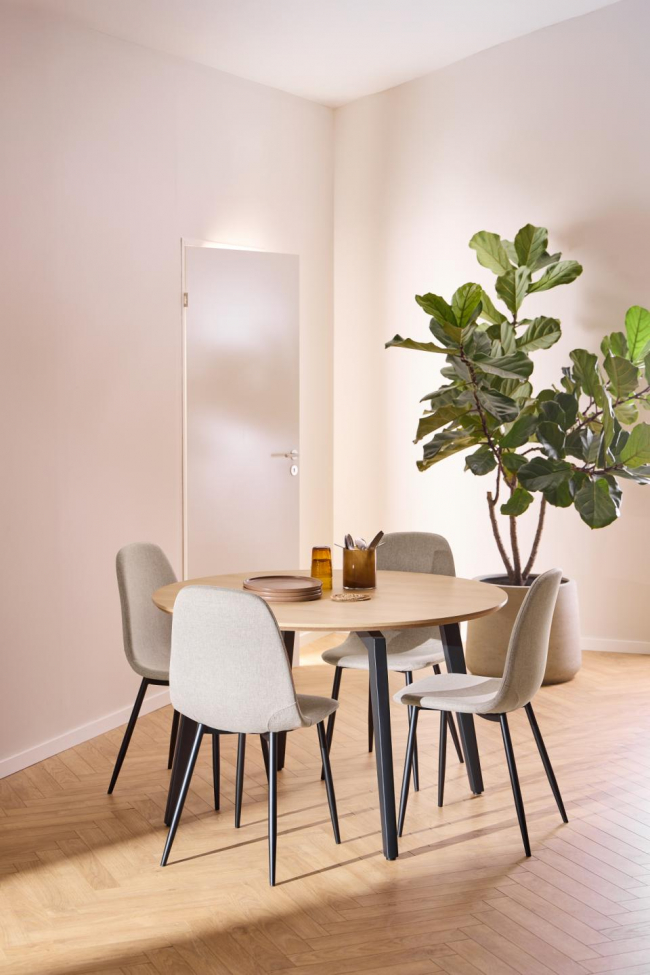 Eettafel 'Cadiz' Rond 120x75cm - Natuur/Zwart