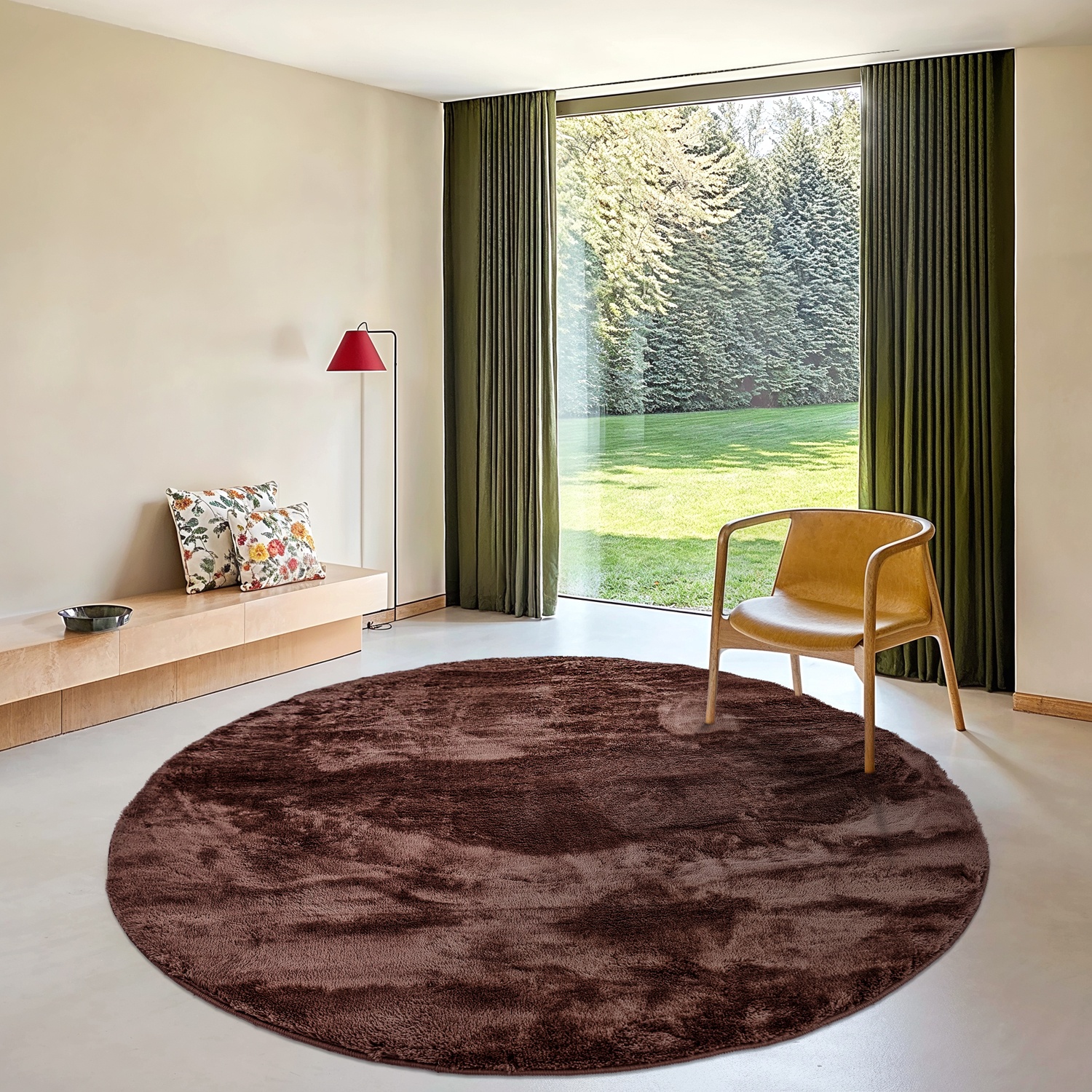 Ronde tapijt 'Aranga Super Soft' - Donkerbruin