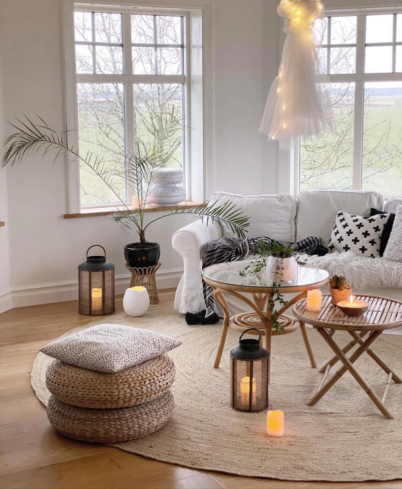 Rond jute vloerkleed 'Flätan'