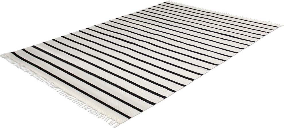 Katoenen vloerkleed 'Helle' - Wit/Zwart