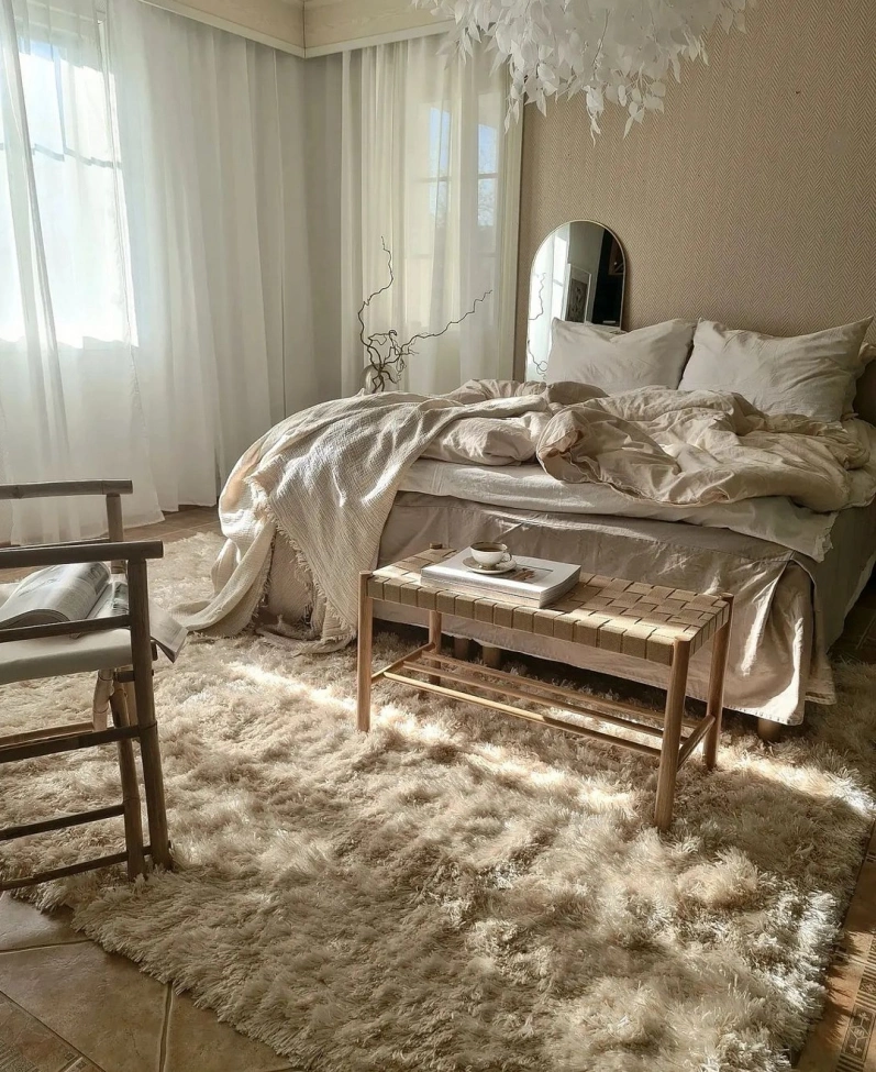 Hoogpolig vloerkleed 'Janjira' - Off-white