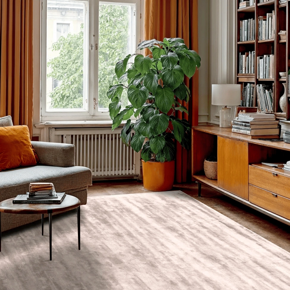 Viscose vloerkleed 'Jodhpur' - Lichtgrijs/Beige