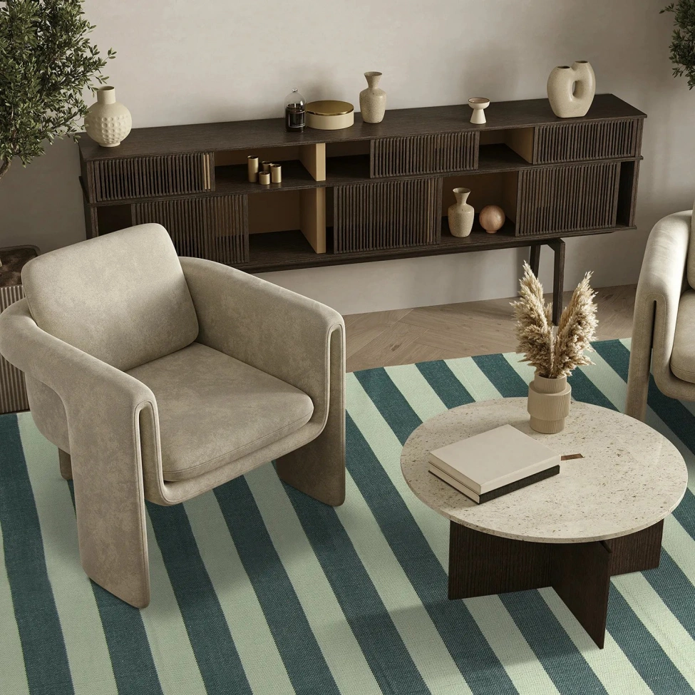 Katoenen vloerkleed 'Nilo' - Groen