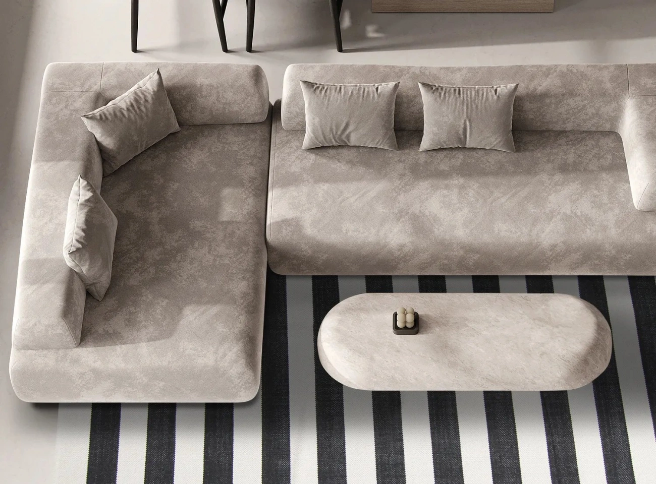 Katoenen vloerkleed 'Nilo' - Wit/Zwart