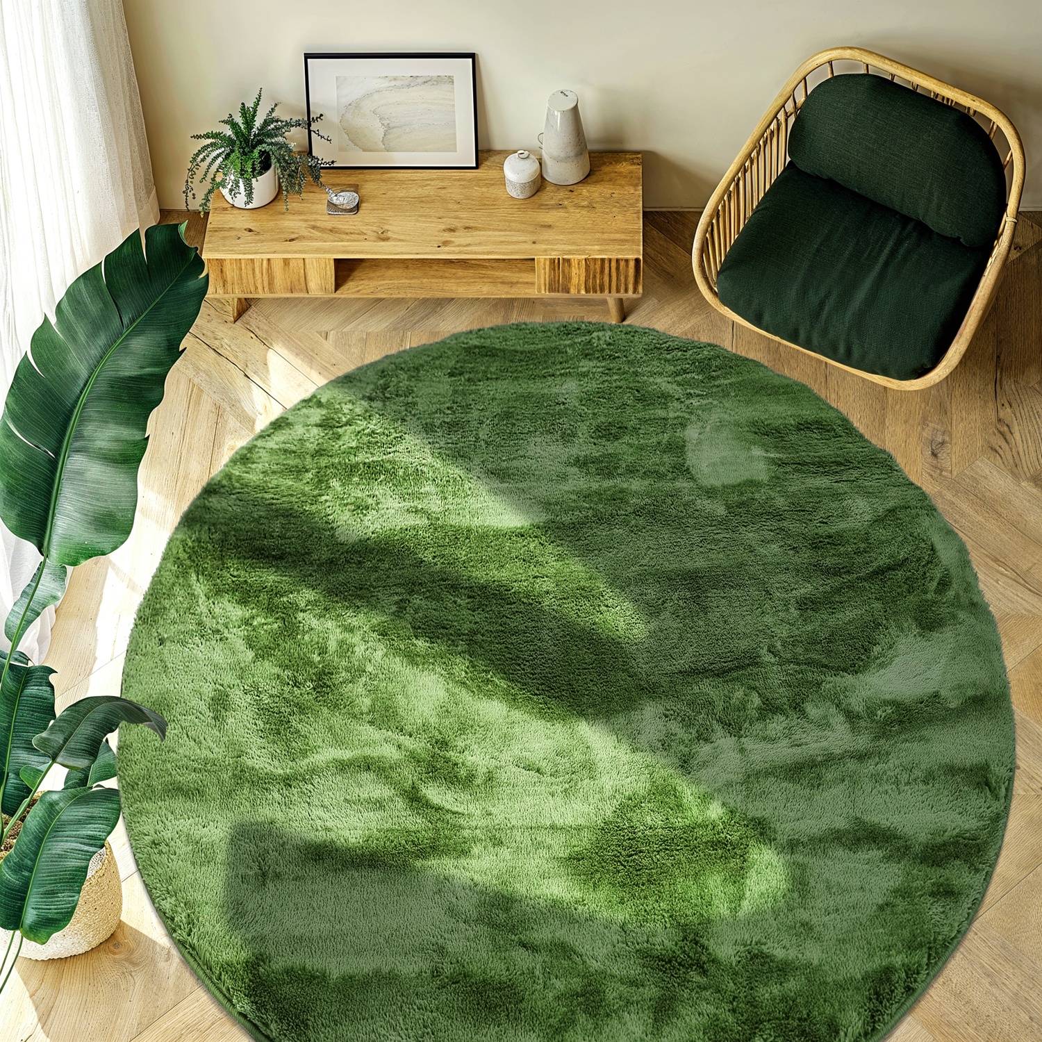 Rond tapijt 'Aranga Super Soft' - Olijf