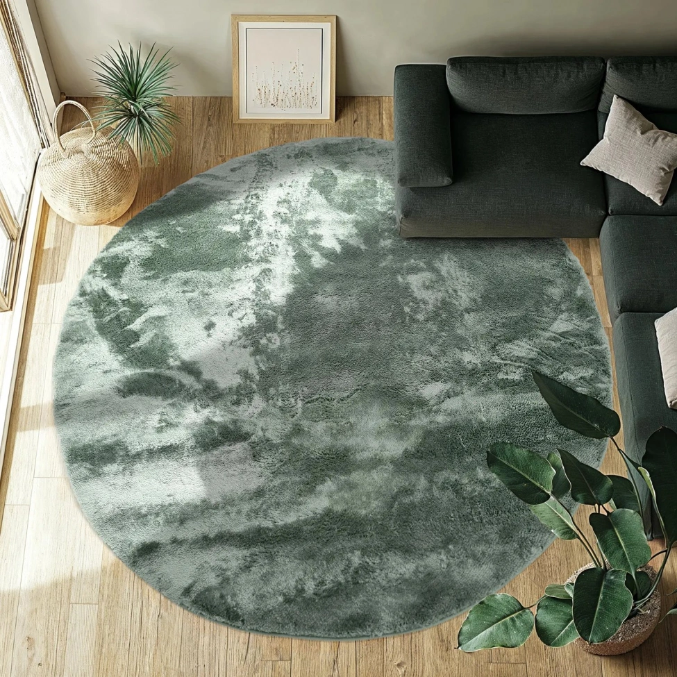 Rond tapijt 'Aranga Super Soft Fur' - Groen