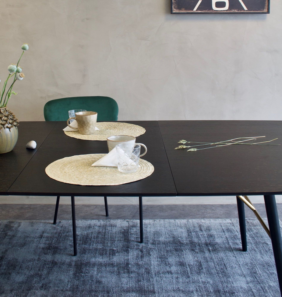 Eettafel met uitbreidingsblad 'Dawn' 180-230x105cm - Zwart