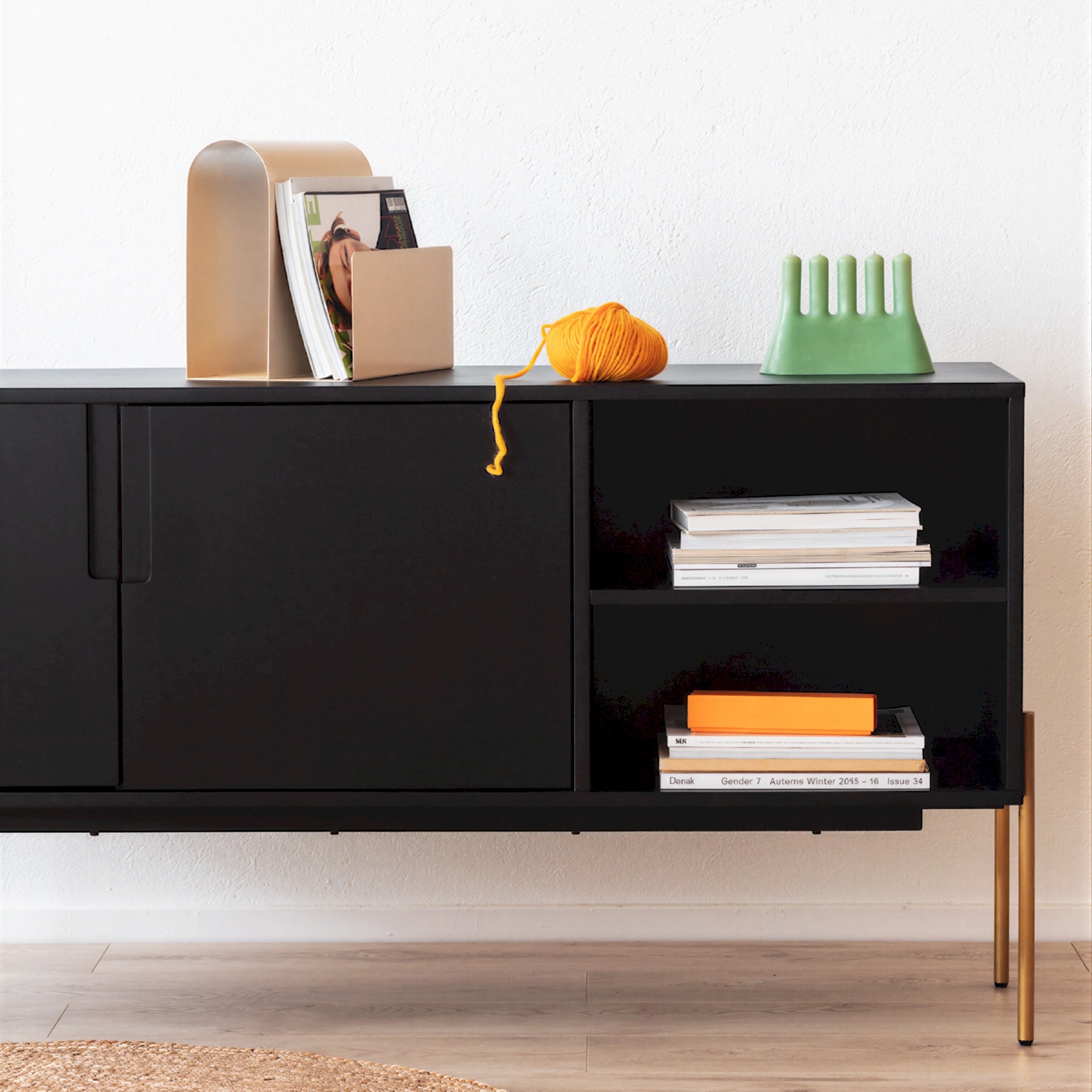 Dressoir 'Frölunda' - Zwart/Messing