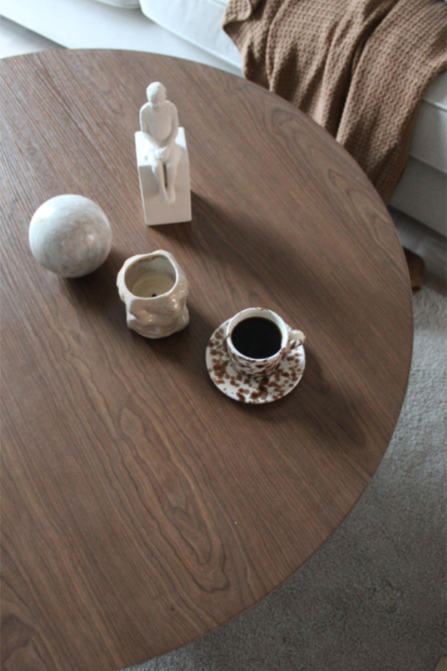 Salontafel 'Rounded' Rond 100cm - Walnoot