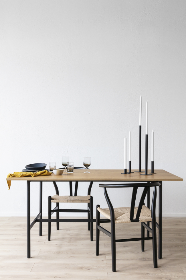 Eettafel 'Line' - Eik/Zwart 160x90cm