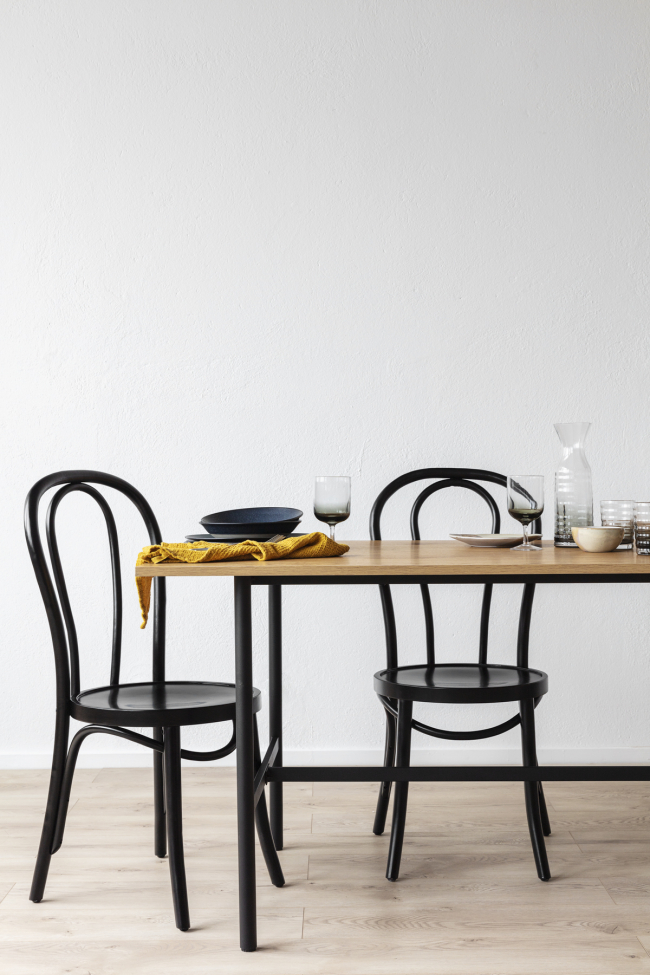 Eettafel 'Line' - Eik/Zwart 160x90cm