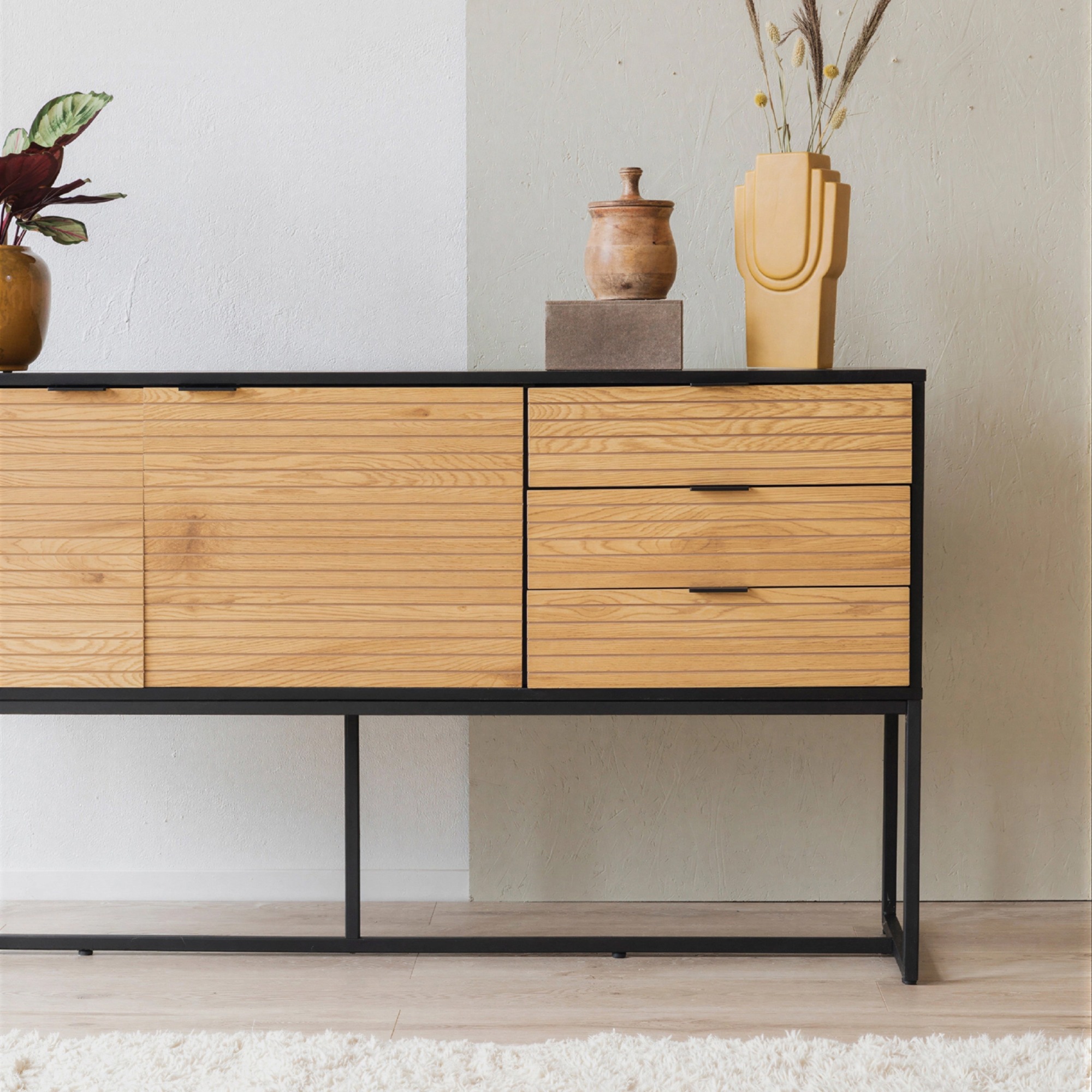 Sideboard 'Line' - Eik/Zwart