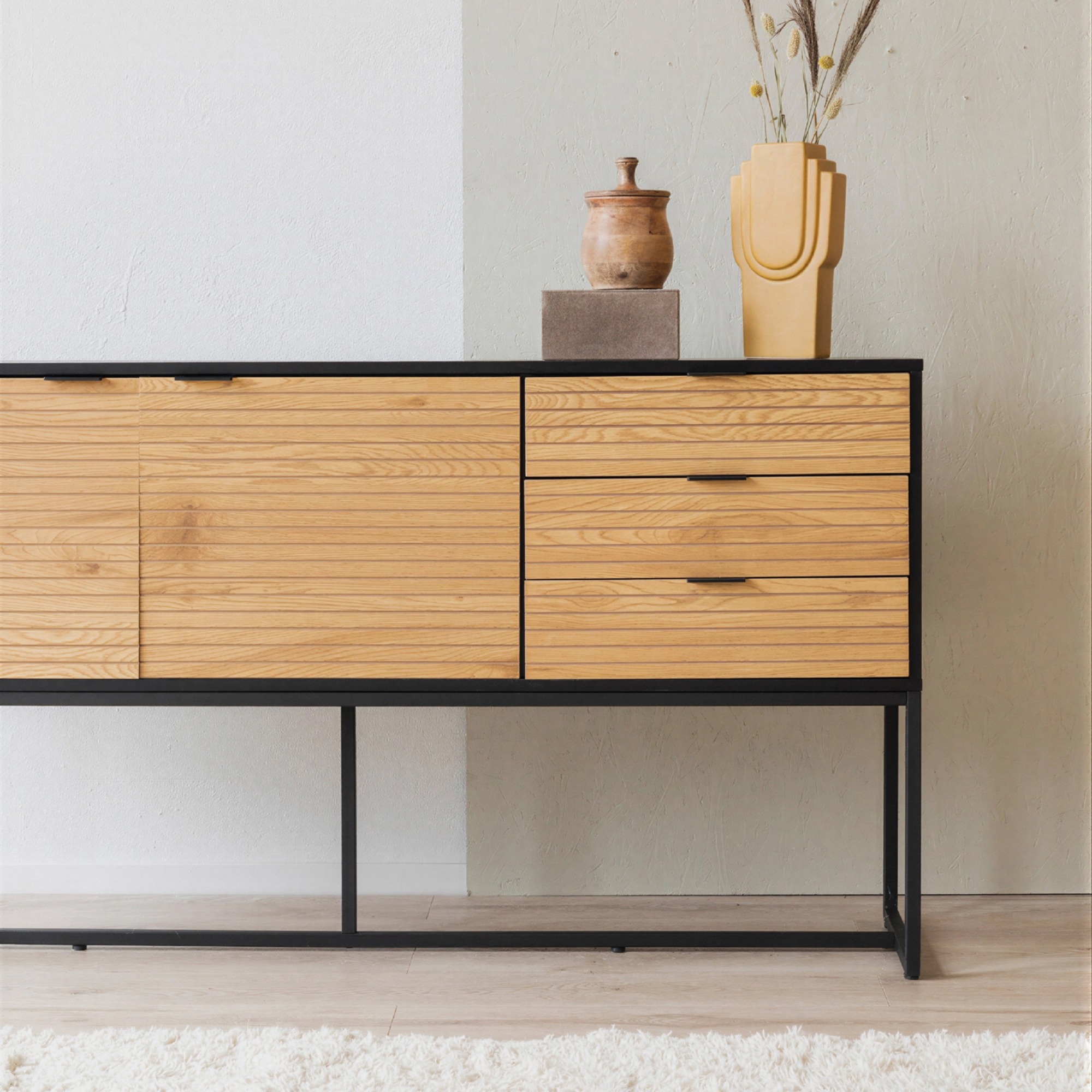 Sideboard 'Line' - Eik/Zwart