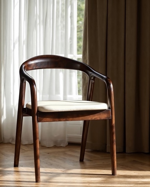 Armstoel 'Aspa' - Donkerbruin/Beige