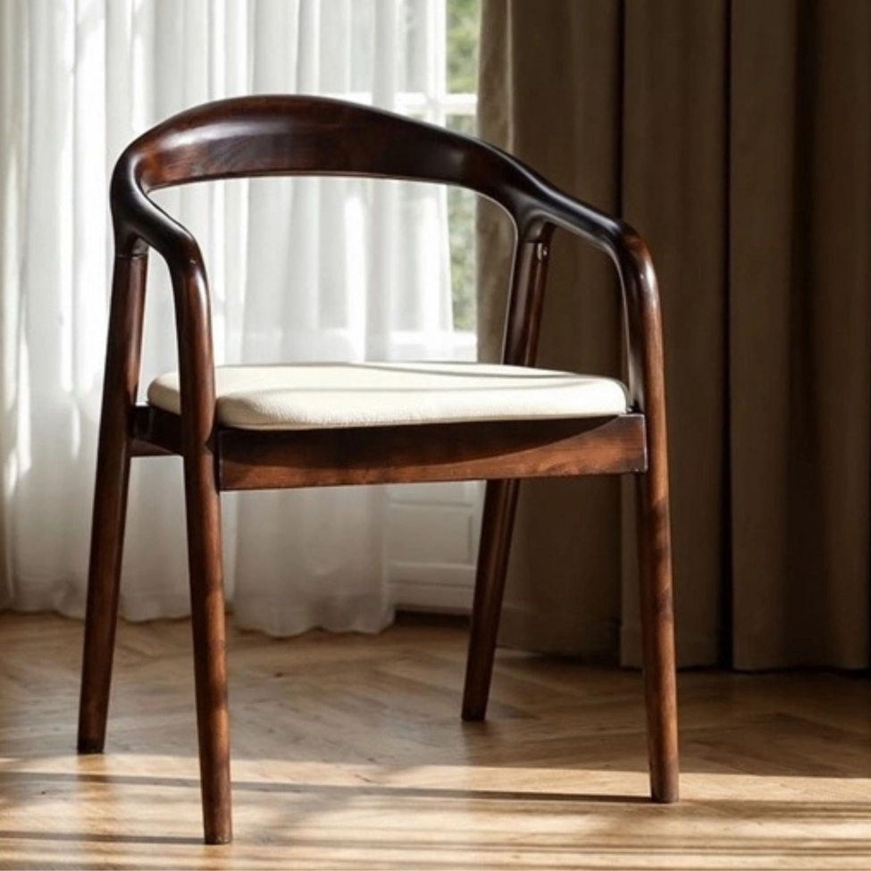 Armstoel 'Aspa' - Donkerbruin/Beige