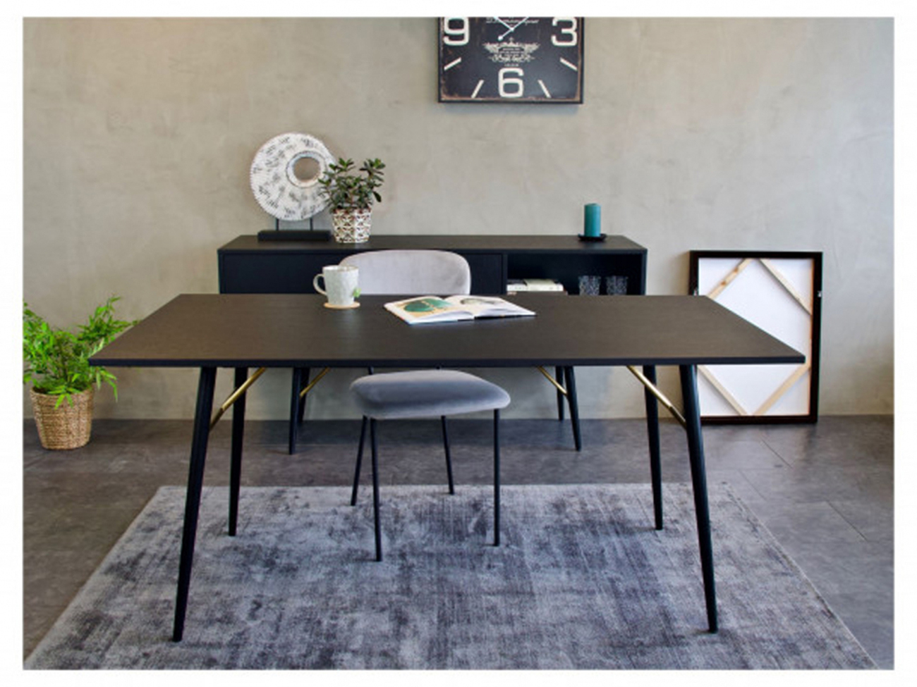 Eettafel 'Lux' 160x90cm - Zwart/Messing