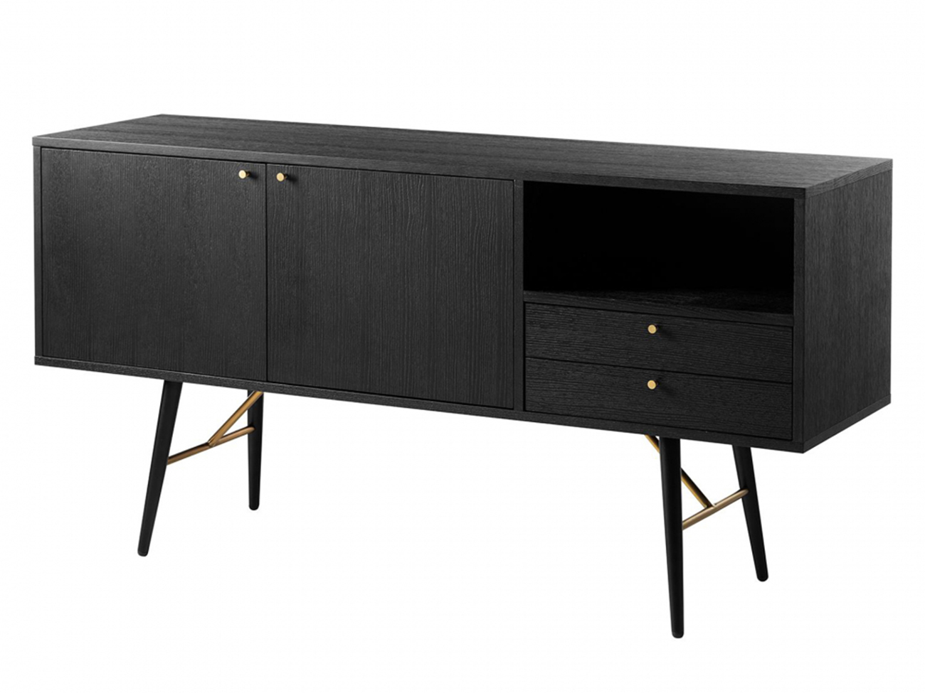 Sideboard 'Lux' - Zwart/Messing