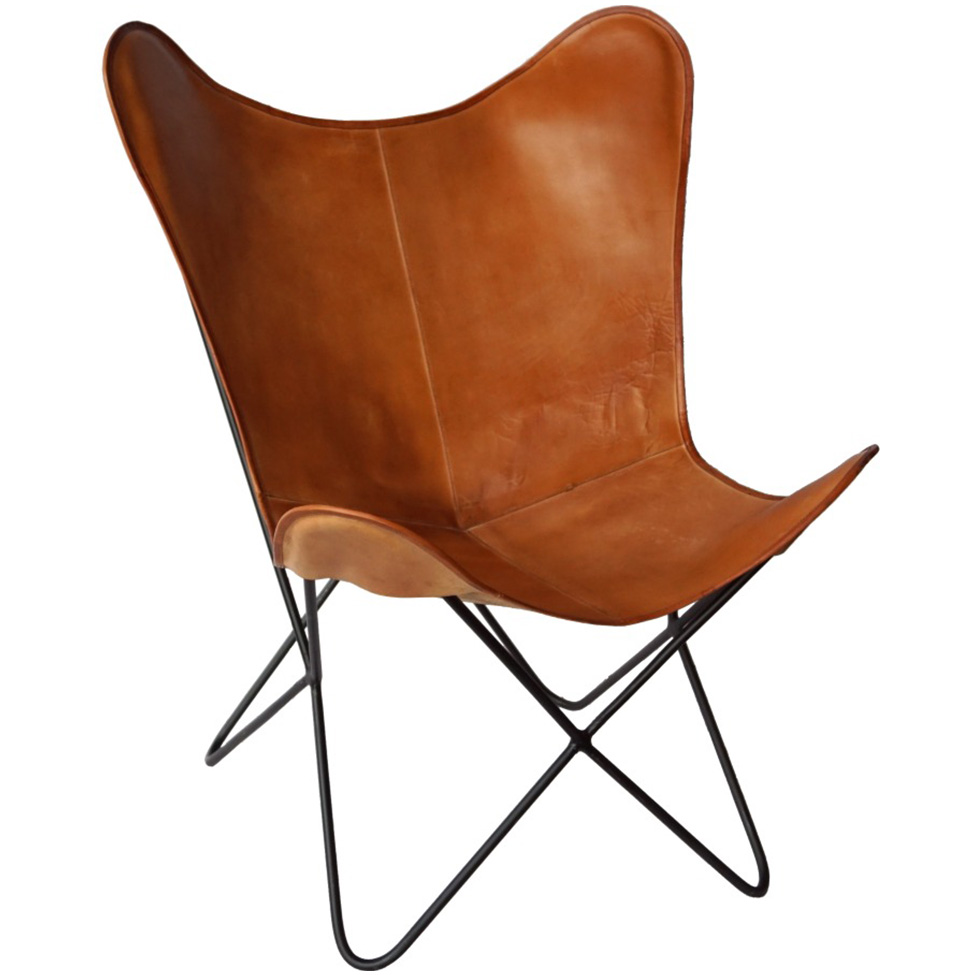 Lounge stoel Vintage - Leer/IJzer