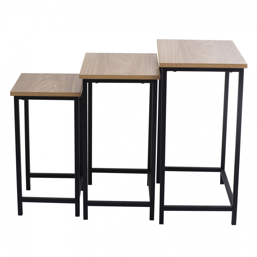 Salontafel 'Grums' 3 delen - Zwart/Hout