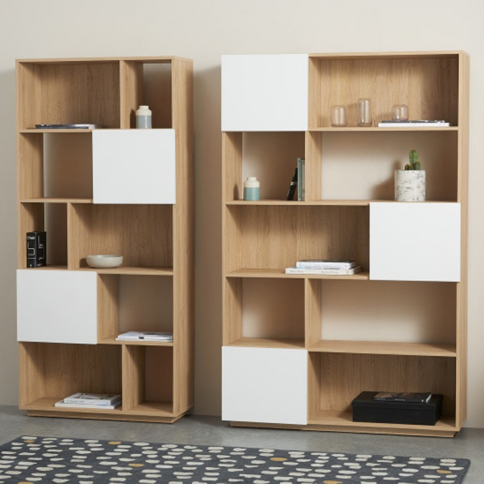 Boekenkast 'Nevada' 80x173 - Eik/Wit