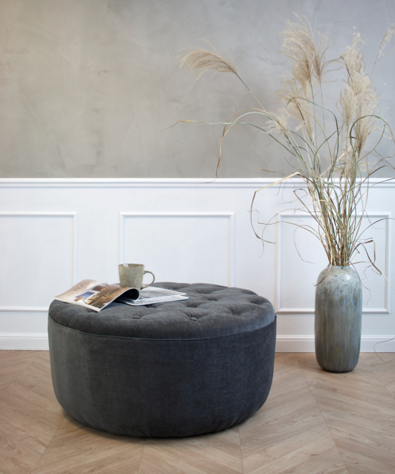 Poef 'Dimple' Rond 84cm - Grijs