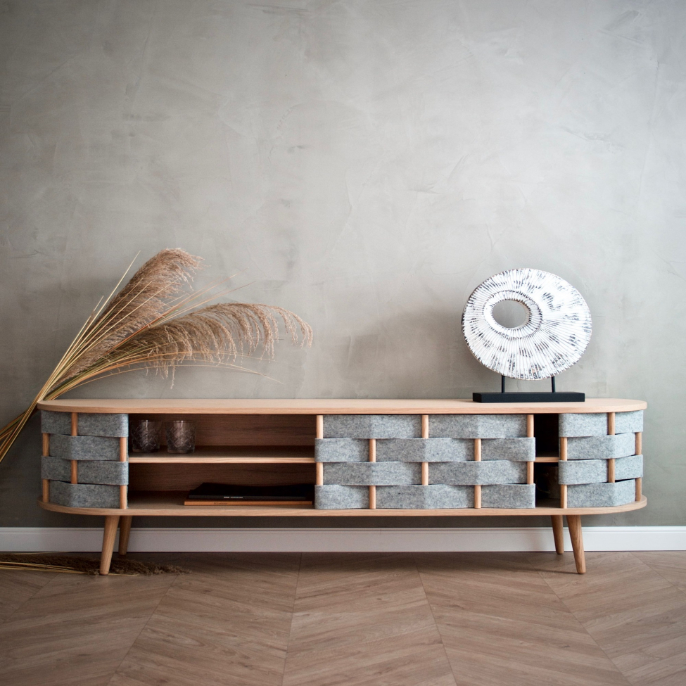 TV-meubel 'Felt' 160cm - Natuur/Grijs