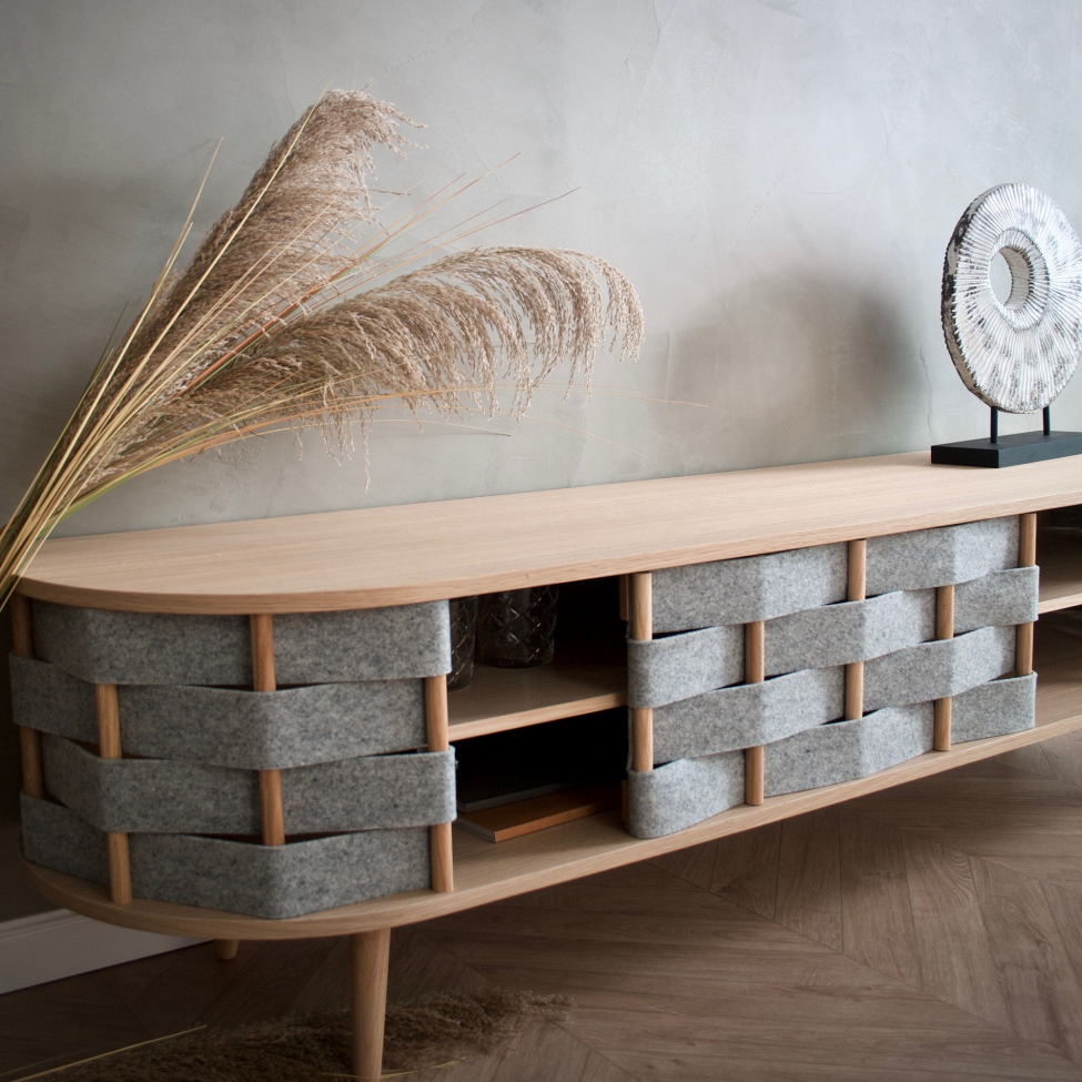 TV-meubel 'Felt' 160cm - Natuur/Grijs
