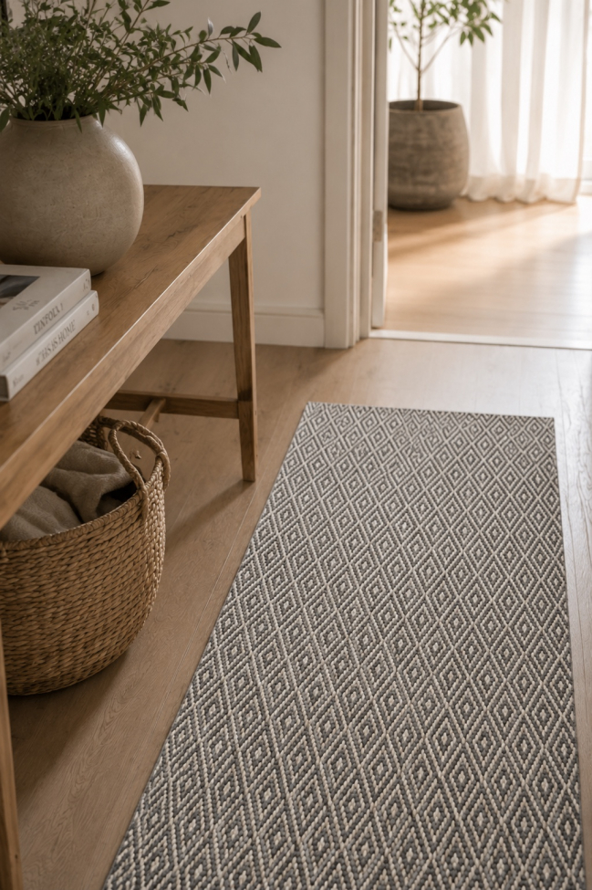 Vloerkleed 'Cozy Luxury' 90x200cm - Grijs/Wit