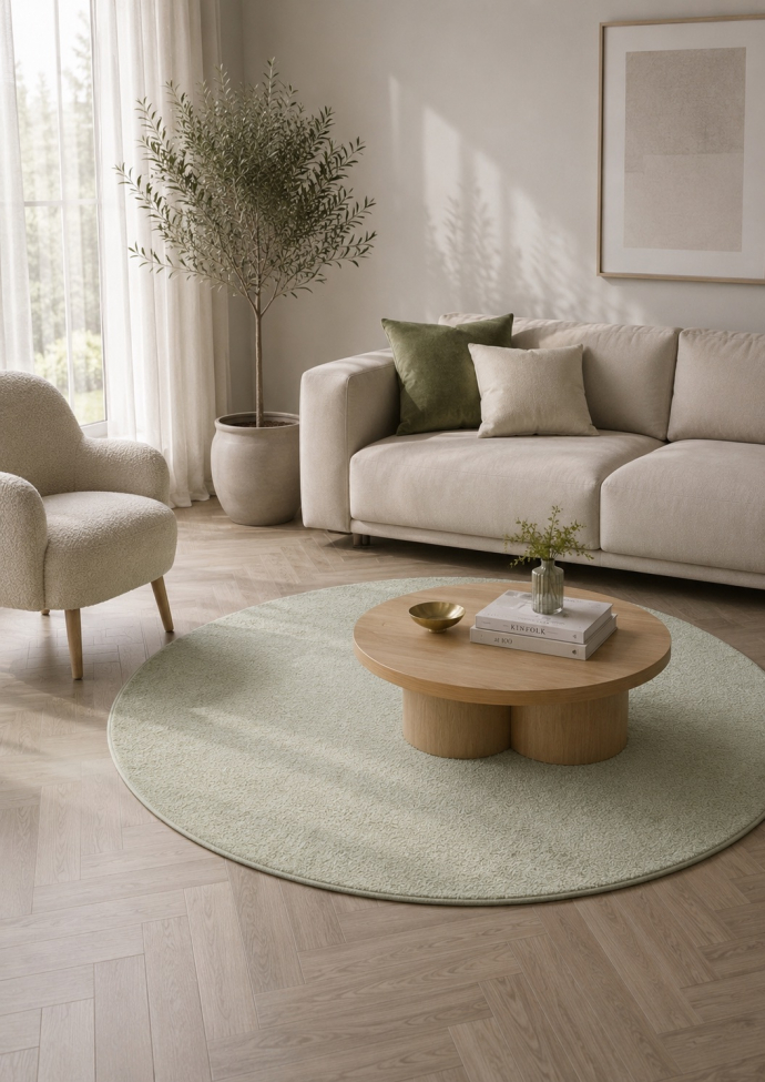 Tapijt 'Ängelholm' Rond 200 cm - Groen