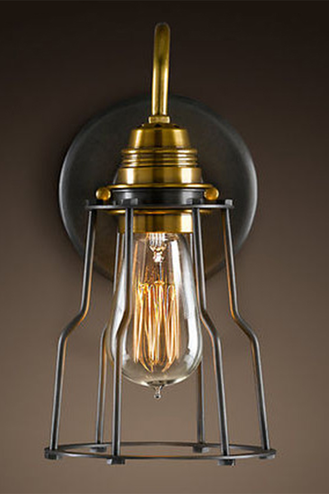 Wandlamp Vintage - Messing/Staalnet