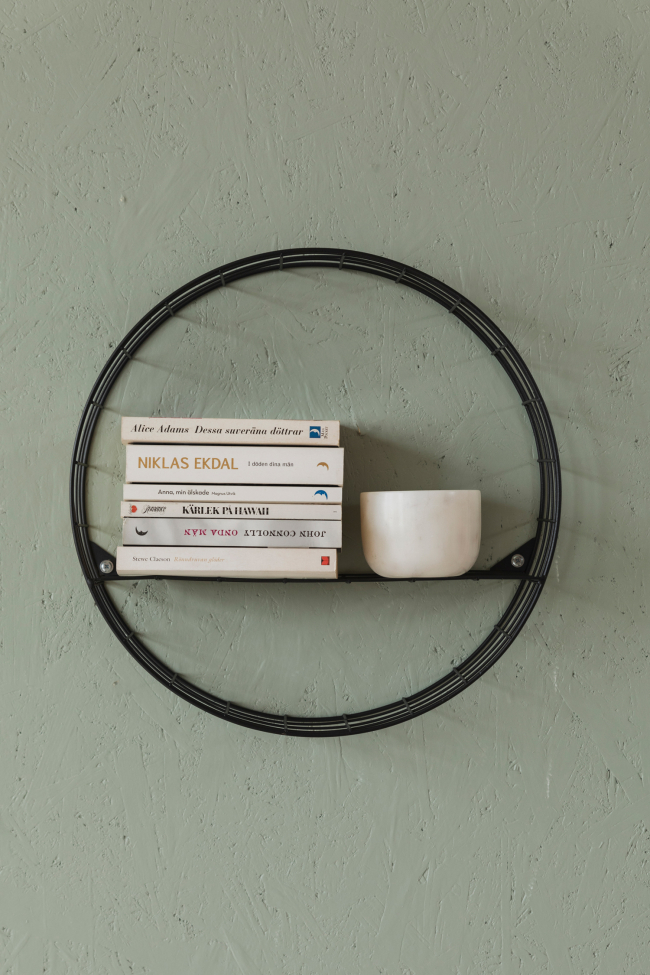 Wandplank 'Circle' - Zwart/Metaal