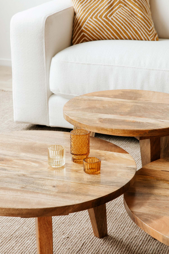 Salontafel Vintage Rond 65cm - Natuur