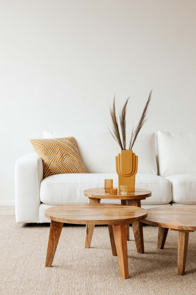 Salontafel 'Vintage' Rond 50cm - Natuur