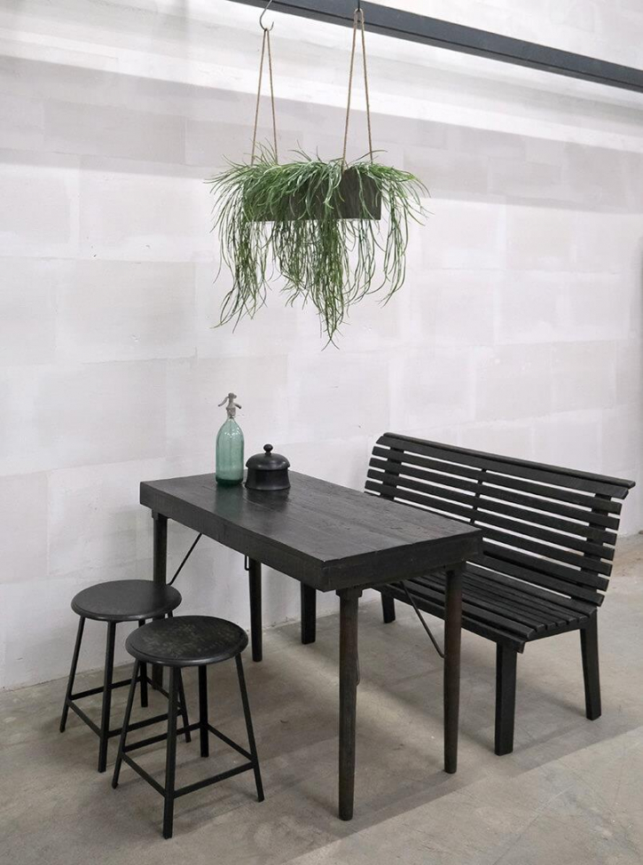Bank met latten Vintage - Zwart