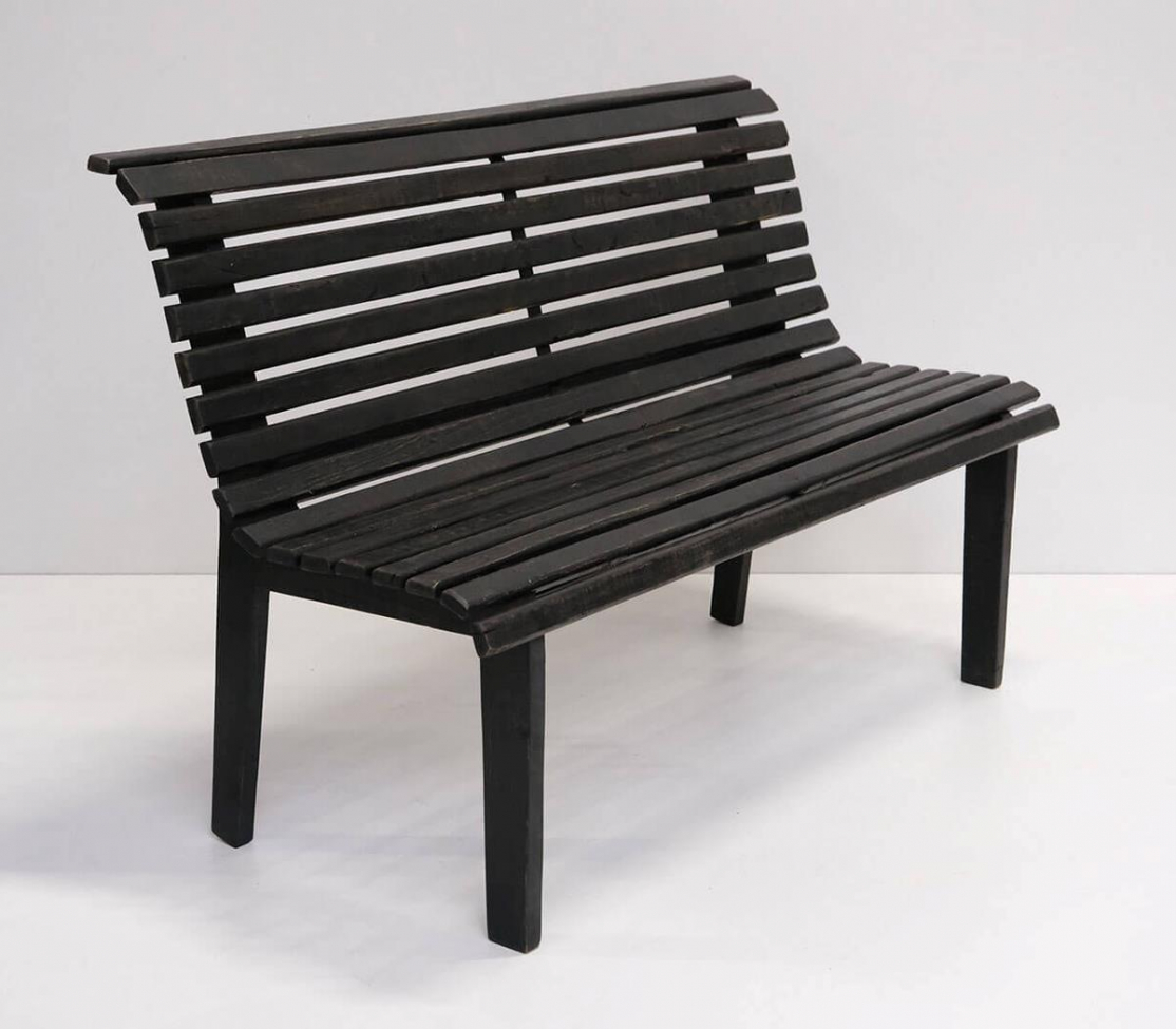 Bank met latten Vintage - Zwart