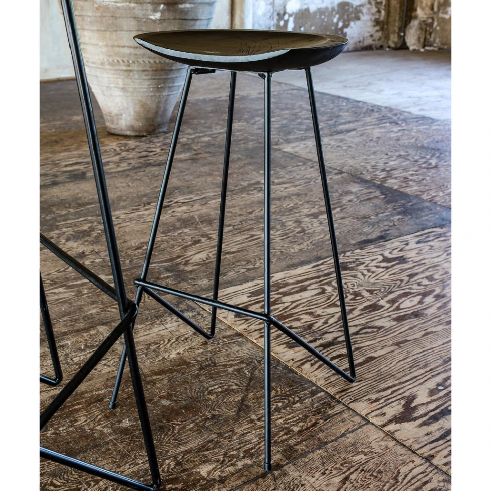Kruk 'Teak' 77cm - Zwart