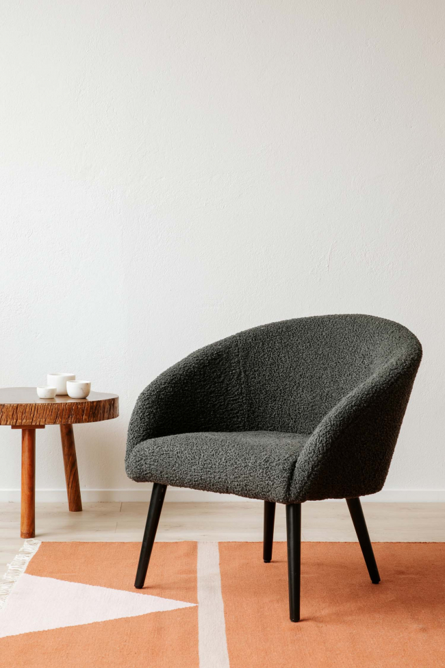 Fauteuil 'Puffy' - Donkergrijs/Teddy